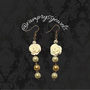 Rose and pearl earrings